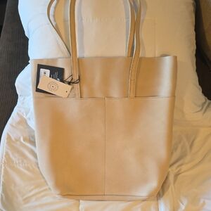 Able Selam Leather Magazine Tote In Bone